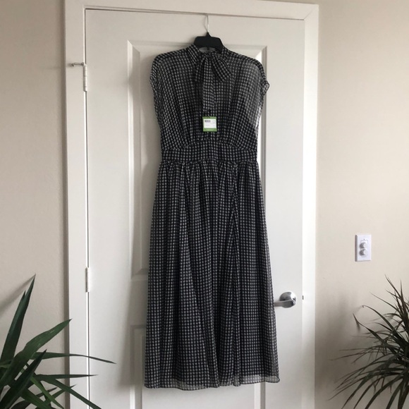 white christmas dresses Kate Spade black/cream houndstooth chiffon dress, size 0 (fits like xs)  (was $98)
